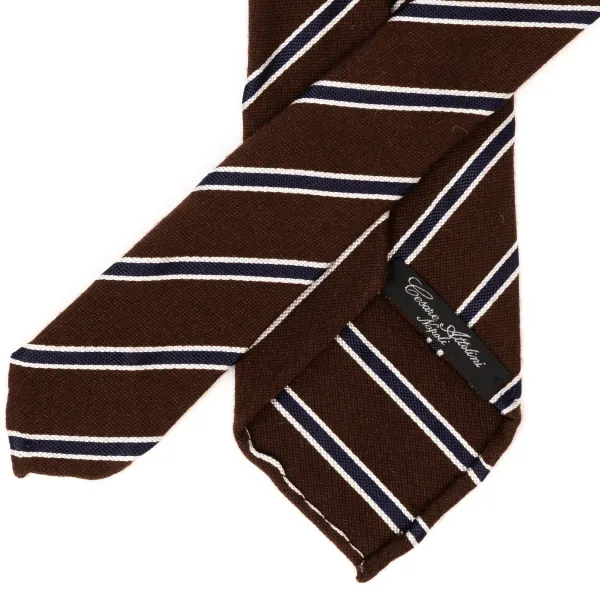 Cesare Attolini Archivio Storico: Silk Mix Tie "Strisce Del Reggimento" - Hand Rolled