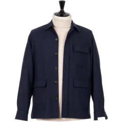 De Petrillo Aubergine Blue Sports Jacket "Shirt Pocket" Made Of Wool And