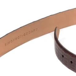 Simonnot-Godard Belt Made Of Brown Crocodile Leather - Handcrafted