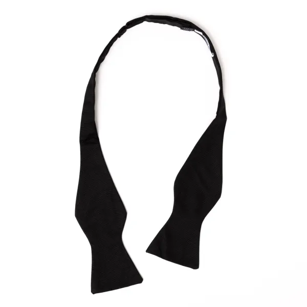 Petronius Black Bow Tie "Black Butterfly Bow Tie" Made Of Pure Grosgrain Silk