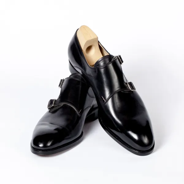 Saint Crispin's Black Double Monk Made Of Calfskin