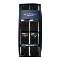 Albert Thurston Black Suspenders To Button Made Of Silk Moire