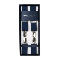 Albert Thurston Blue Elastic Pants Straps "X Back Nickel" With Clips