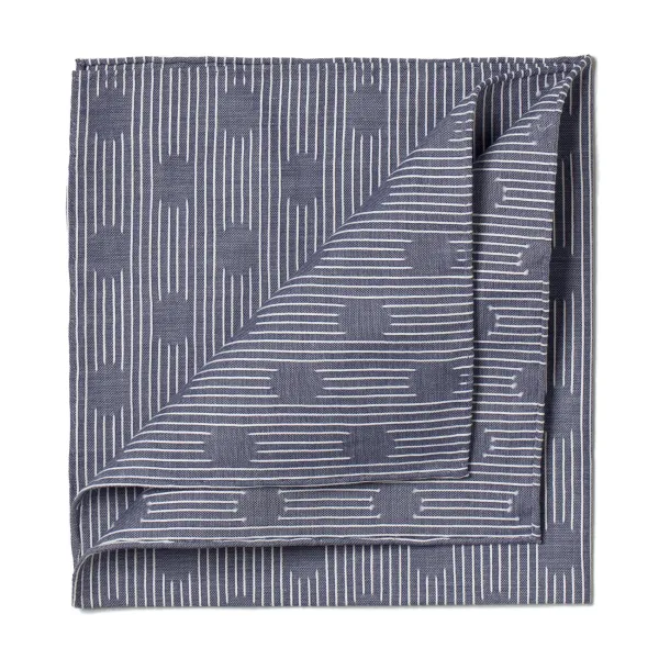 Simonnot-Godard Blue Patterned Cotton Pocket Square