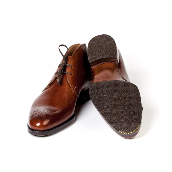 Saint Crispin's Bootee "Chukka" Made Of Brown Calfskin "Russian Calf"