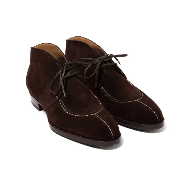 Saint Crispin's Bootee "French Norvegian" Made Of Dark Brown Suede Leather -