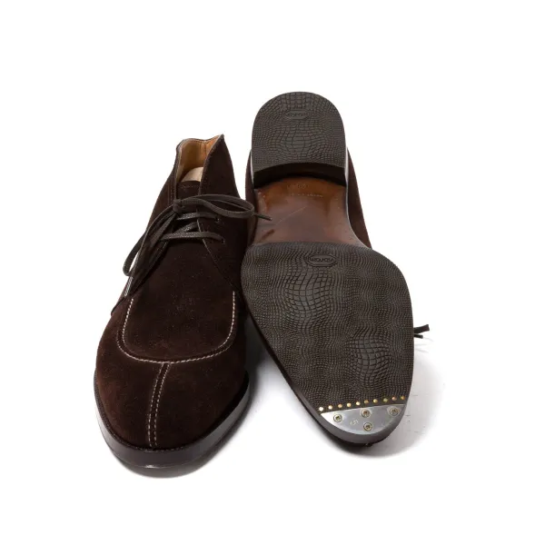 Saint Crispin's Bootee "French Norvegian" Made Of Dark Brown Suede Leather -