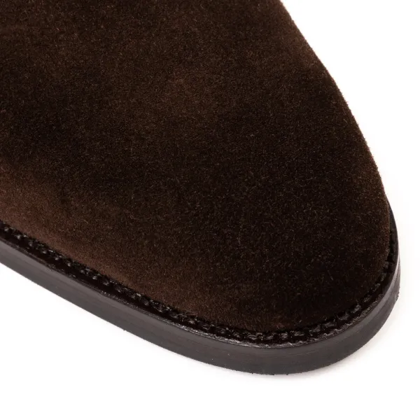 Saint Crispin's Bootee "Monk Bootee" Made Of Dark Brown Suede - Purely Handcrafted