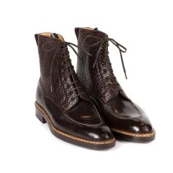 Saint Crispin's Boots "Norvegese Boot" In Dark Brown Calfskin And Water Buffalo - Pure