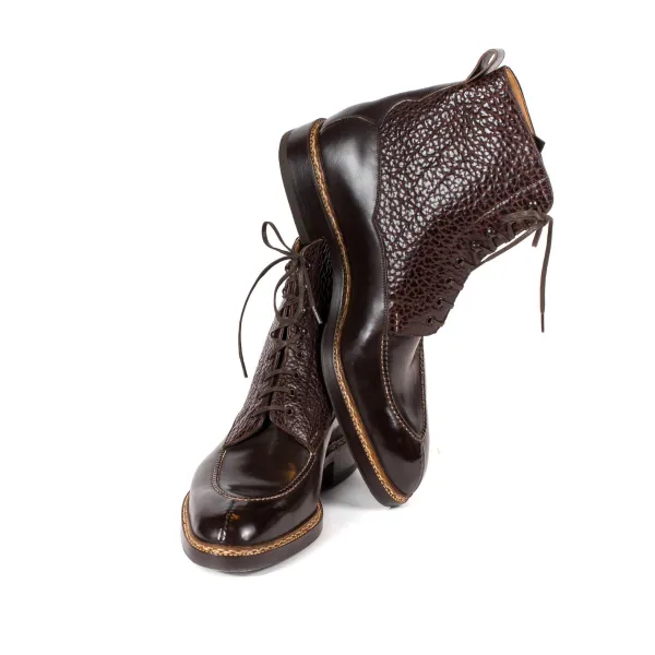 Saint Crispin's Boots "Norvegese Boot" In Dark Brown Calfskin And Water Buffalo - Pure