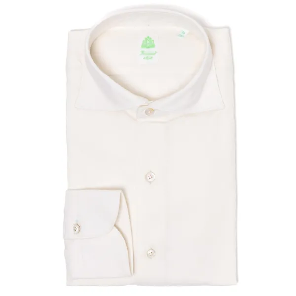 Finamore 1925 Borbone Reale" Pure Cotton Striped Sport Shirt - Collo Simone