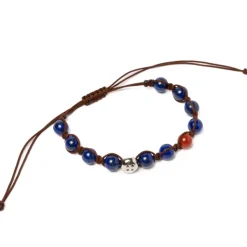 Barbarulo Napoli Bracelet "Brown Love" With Colored Stones And Button In Sterling Silve