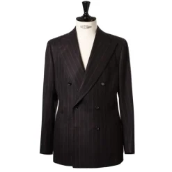 Cesare Attolini Brown Suit "Chalk Stripe" Made Of English Wool - Fox Heritage Flannel