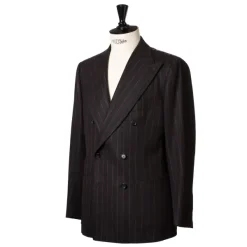 Cesare Attolini Brown Suit "Chalk Stripe" Made Of English Wool - Fox Heritage Flannel