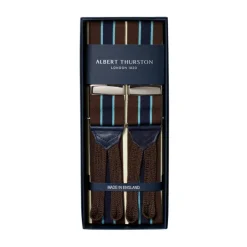 Albert Thurston Brown Suspender "Rigid Stripe" To Button