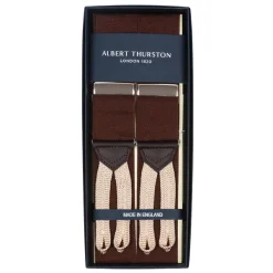 Albert Thurston Brown Suspenders "Rigid Plain" To Button