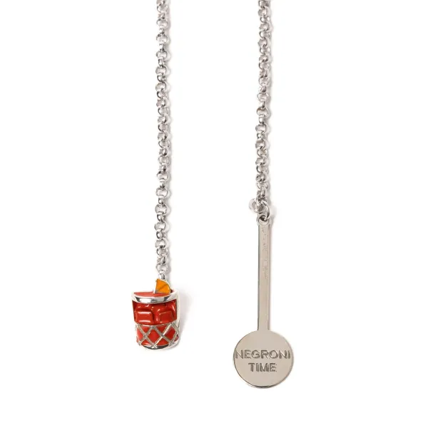 Barbarulo Napoli Buttonhole Necklace "Negroni" In Sterling Silver - Handmade