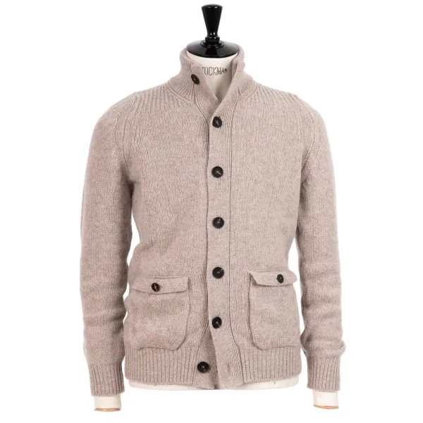 William Lockie Cardigan "Lomond Knit-Bomber" In 4 Ply Geelong Lambswool