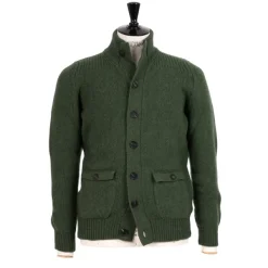 William Lockie Cardigan "Lomond Knit-Bomber" In 4 Ply Geelong Lambswool