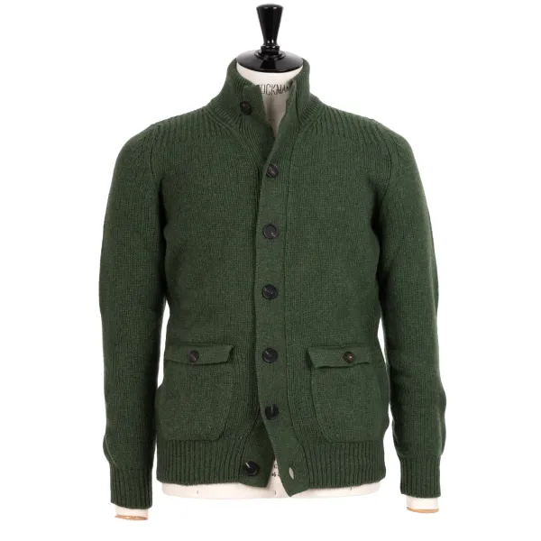 William Lockie Cardigan "Lomond Knit-Bomber" In 4 Ply Geelong Lambswool