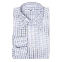 Cesare Attolini Carlo Riva Fine Cotton Twill Checked Shirt "Assegno Nobile" - Collo Ma