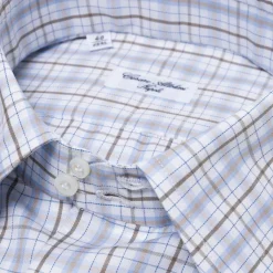 Cesare Attolini Carlo Riva Fine Cotton Twill Checked Shirt "Assegno Nobile" - Collo Ma