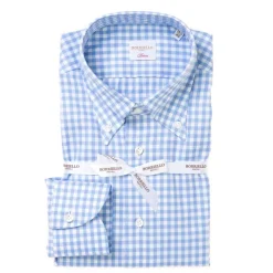Borriello Checked Shirt "Royal Oxford" With Button Down And Sport Cuff - Handmad