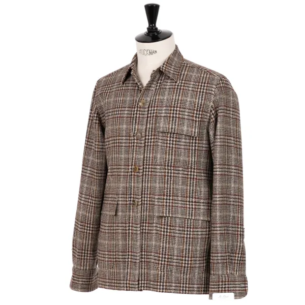 De Petrillo Checked Sports Jacket "Shirt Pocket" Made Of Pure Wool By Fe