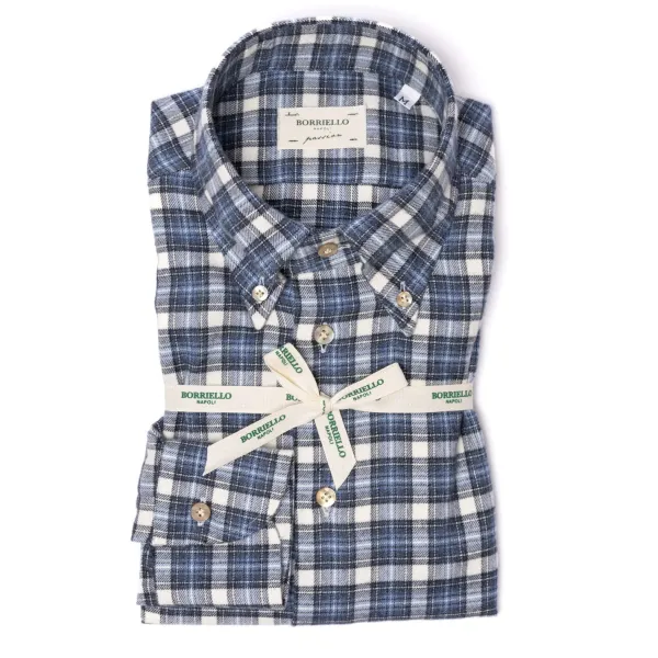 Borriello Checked Spots Shirt "Madras-Check" Made Of Brushed Vintage Cotton Flan