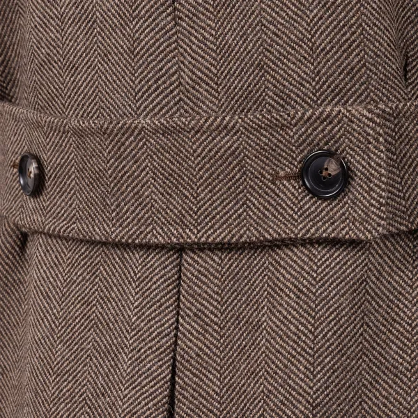 De Petrillo Coat "L'Aristocratico" With Herringbone Pattern In Pure Wool - Handmad