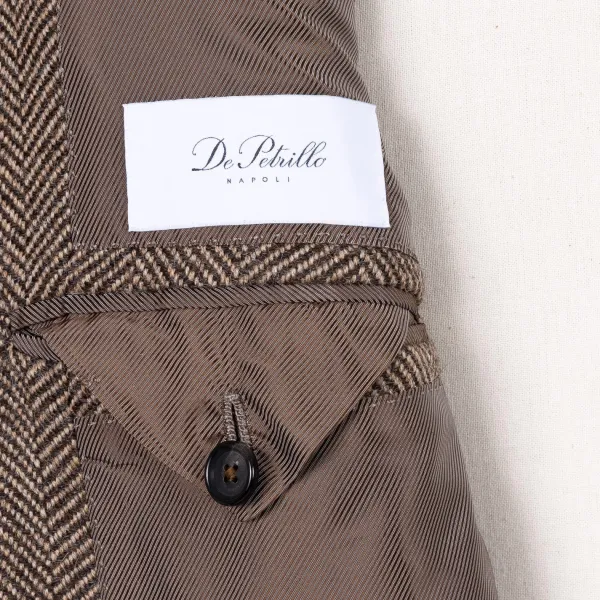 De Petrillo Coat "L'Aristocratico" With Herringbone Pattern In Pure Wool - Handmad