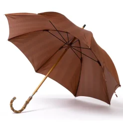 Maglia Copper Brown Umbrella "Traveller" With Handle Made Of Bamboo Wood