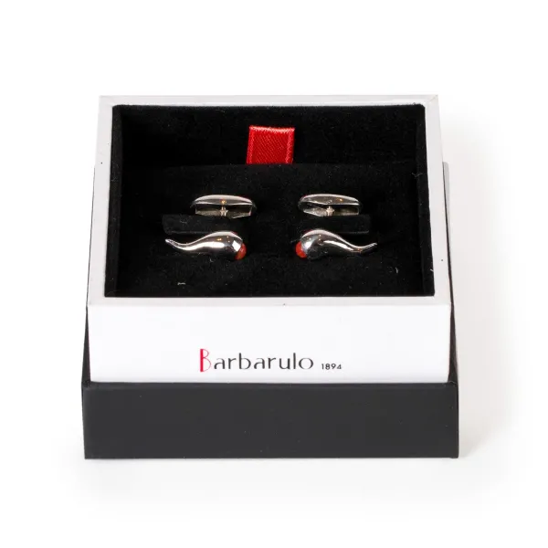 Barbarulo Napoli Cufflinks "Cornetto Napoli" Made Of Sterling Silver - Purely Handcraft