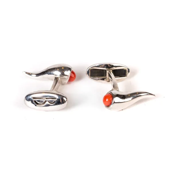 Barbarulo Napoli Cufflinks "Cornetto Napoli" Made Of Sterling Silver - Purely Handcraft