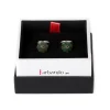 Barbarulo Napoli Cufflinks "Jade Flower Diamond" Made Of Sterling Silver - Purely Handc