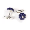 Barbarulo Napoli Cufflinks "Lapislazuli Flower Diamond" Made Of Sterling Silver - Purel
