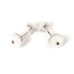 Barbarulo Napoli Cufflinks "Mother Of Pearl" Made Of Sterling Silver - Purely Handcraft