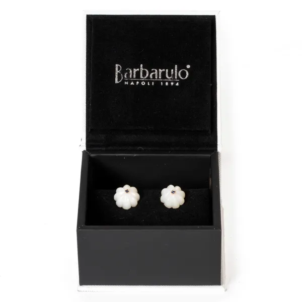 Barbarulo Napoli Cufflinks "Mother Of Pearl With Sapphires" Made Of Sterling Silver - P
