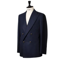 Cesare Attolini Dark Blue Blazer "Club Oro" Made Of A Wool Flannel From Fox Brother'S