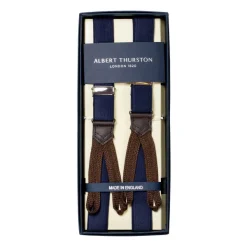 Albert Thurston Dark Blue Elastic Suspenders To Button