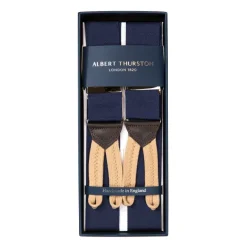 Albert Thurston Dark Blue "Rigid Plain" Suspenders To Button