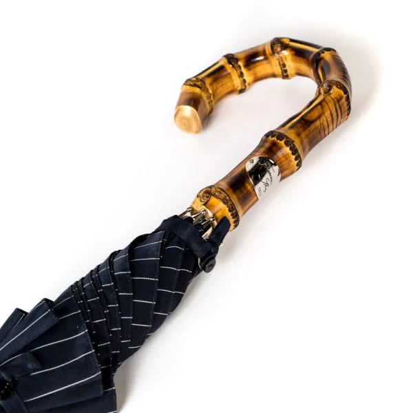 Maglia Dark Blue Striped Umbrella "Traveler" With Bamboo Handle