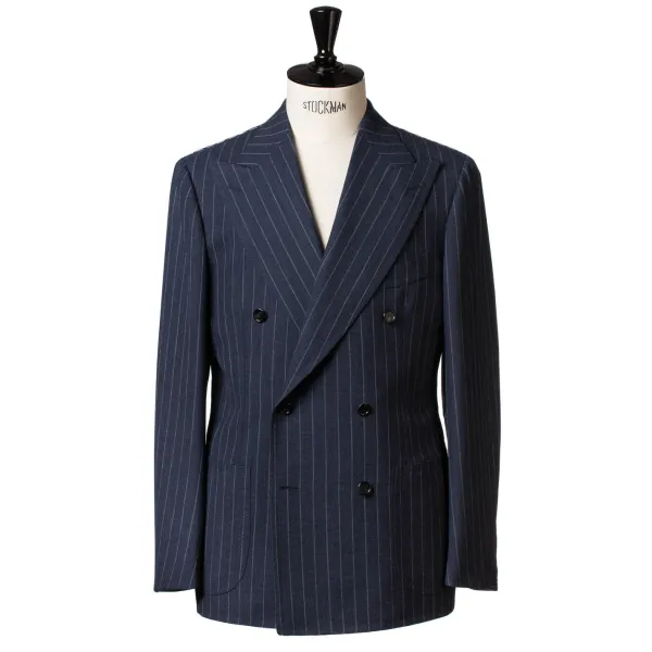 Cesare Attolini Dark Blue Suit "Avvocato" Made Of English High Twist Wool - Purely Han