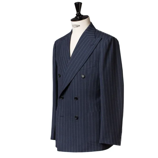 Cesare Attolini Dark Blue Suit "Avvocato" Made Of English High Twist Wool - Purely Han