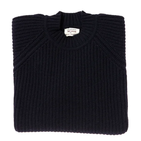 William Lockie Dark Blue Sweater "Joss Earl" Made Of Pure Lambswool - 8 Ply