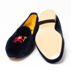 Bowhill u0026 Elliott Dark Blue Velvet Loafers 