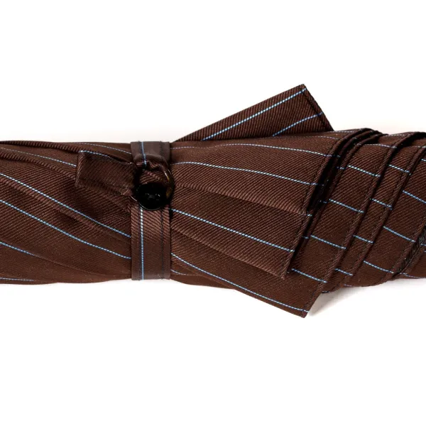 Maglia Dark Brown Striped Umbrella "Traveler" With Bamboo Handle