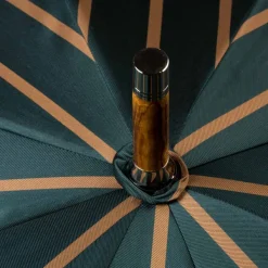 Maglia Dark Green Striped Umbrella With Handle Made Of Walnut