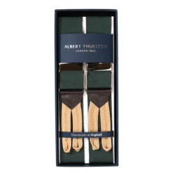 Albert Thurston Dark Green Suspenders "Rigid Plain" To Button