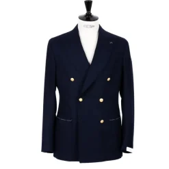 De Petrillo Double Breasted Jacket "Blazer Dorato" In Wool And Cashmere - Handmade
